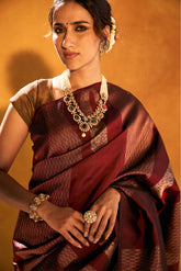 Buy Maroon Kanjivaram Silk Saree Online - House of Surya